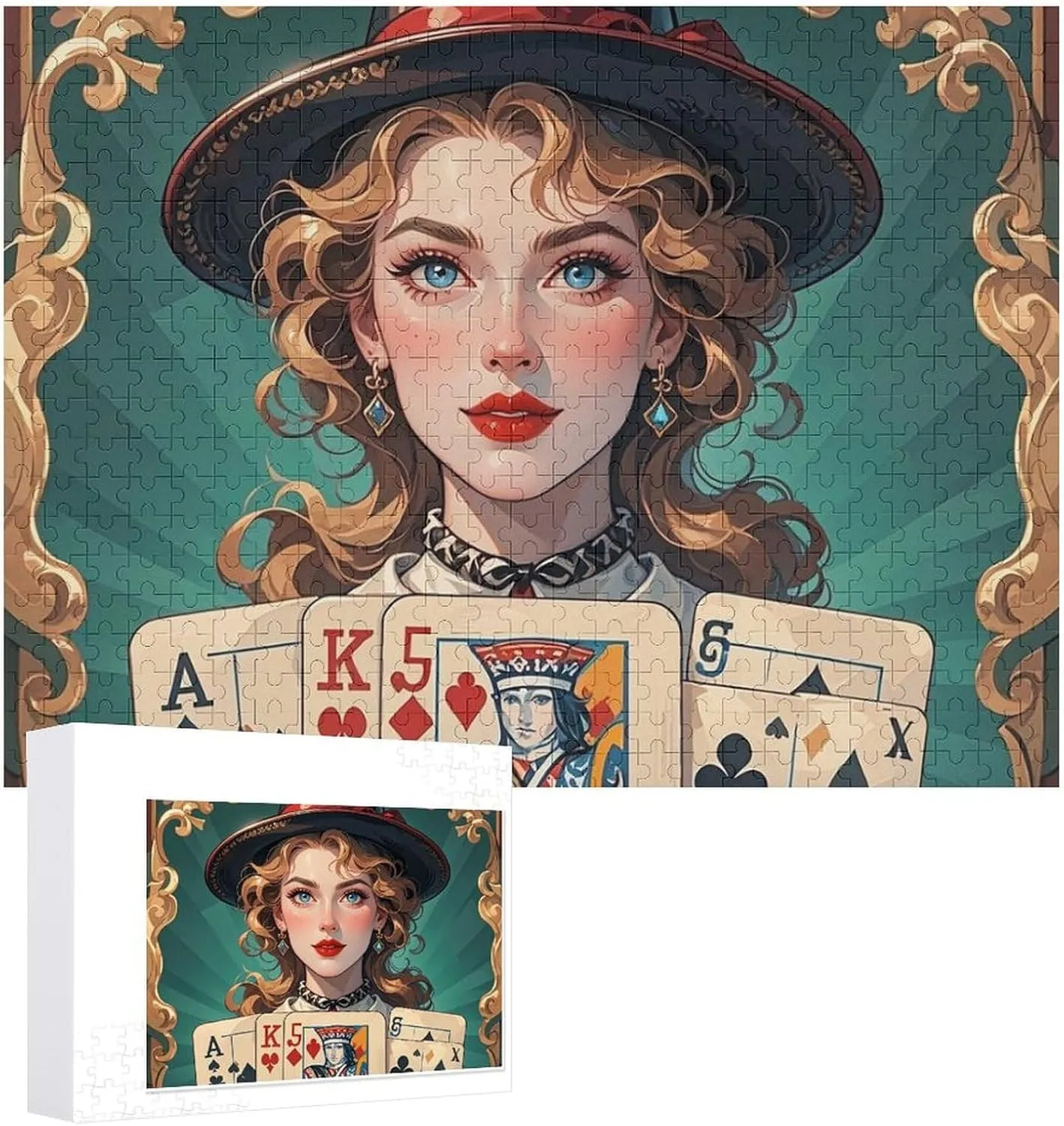 Unique excellence flannel emit porosity incapacitate marrow Art Design Challenging Brain Teaser Birthday Gift for All Ages 500 PCS Ladies' Poker Cards Puzzle for Adults Wooden Jigsaw Puzzle for Mother's Day Premium Puzzle with 