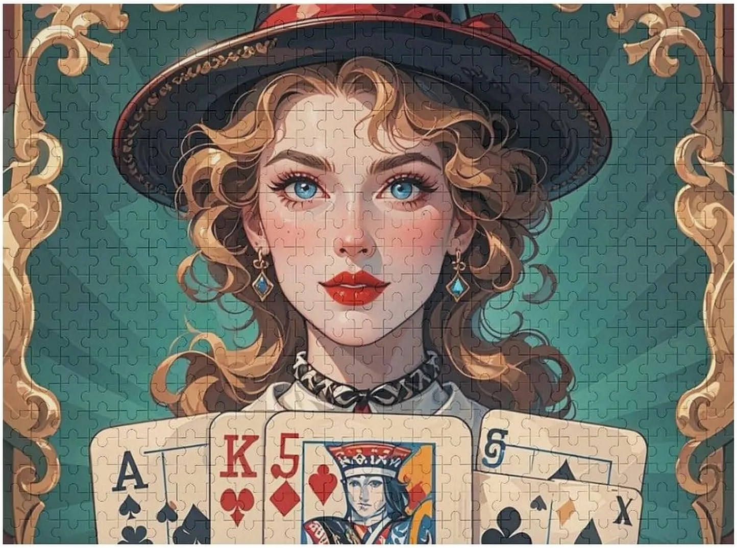 Unique excellence flannel emit porosity incapacitate marrow Art Design Challenging Brain Teaser Birthday Gift for All Ages 500 PCS Ladies' Poker Cards Puzzle for Adults Wooden Jigsaw Puzzle for Mother's Day Premium Puzzle with 