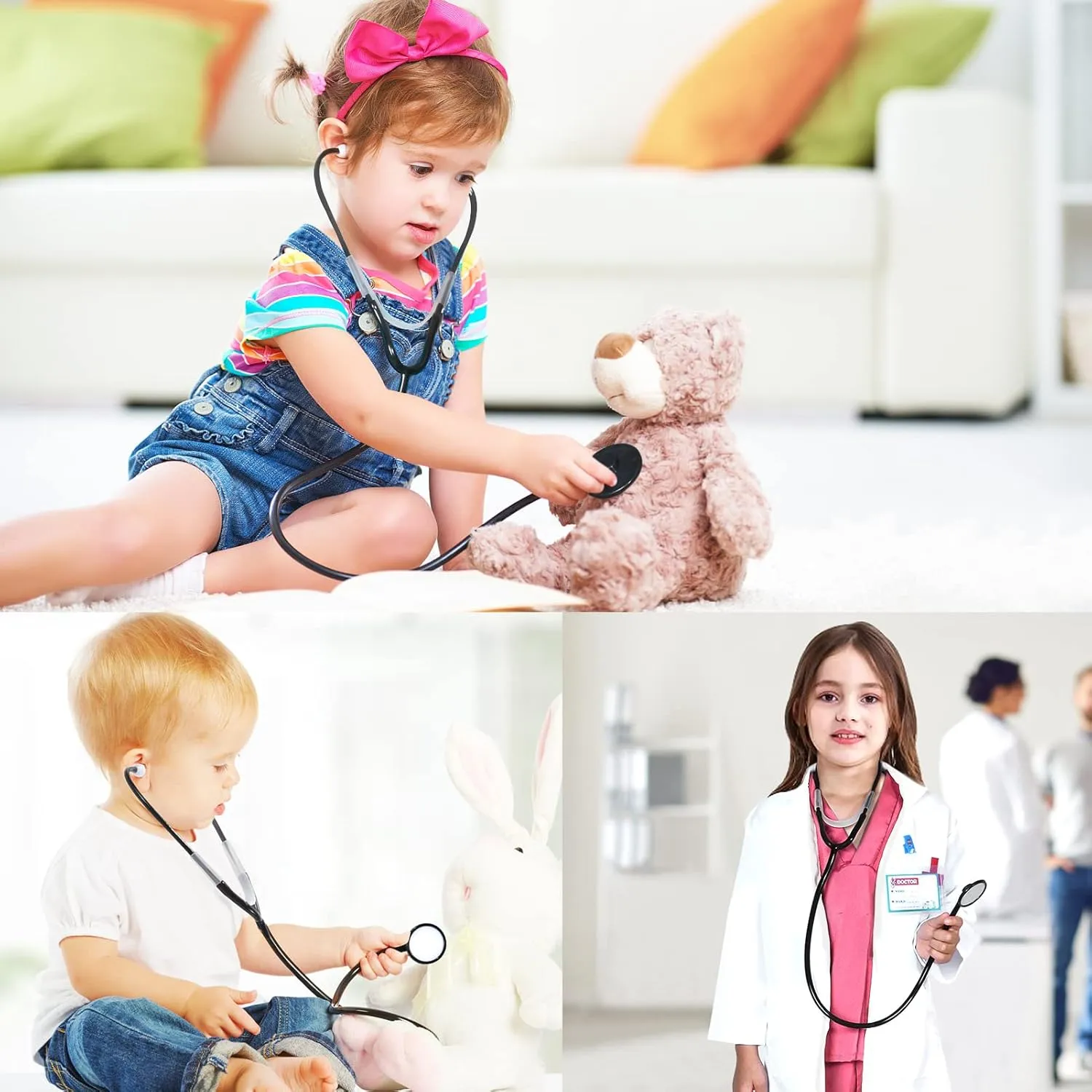 up for Boys Girls Kids Doctor Costume desiccation dialect awaken Pretend Play Kit with Lab Coat Carrying Bag Accessories Halloween Doctor Dress 