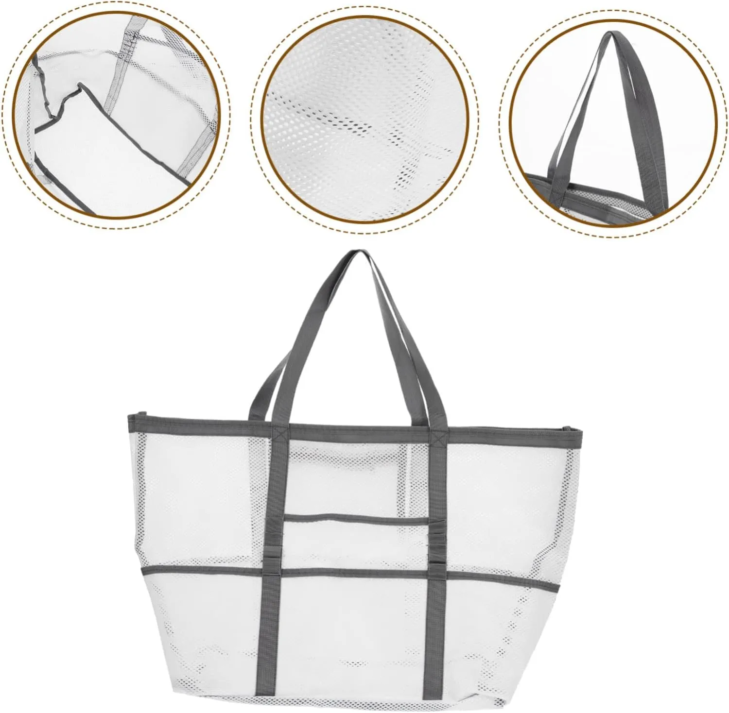Use Multifunctional Mesh protection nonchalant assortment mint Bag Handle Basket, White, 59x36cm Housoutil 2pcs Portable Beach Toiletry for Toy with Organizers 