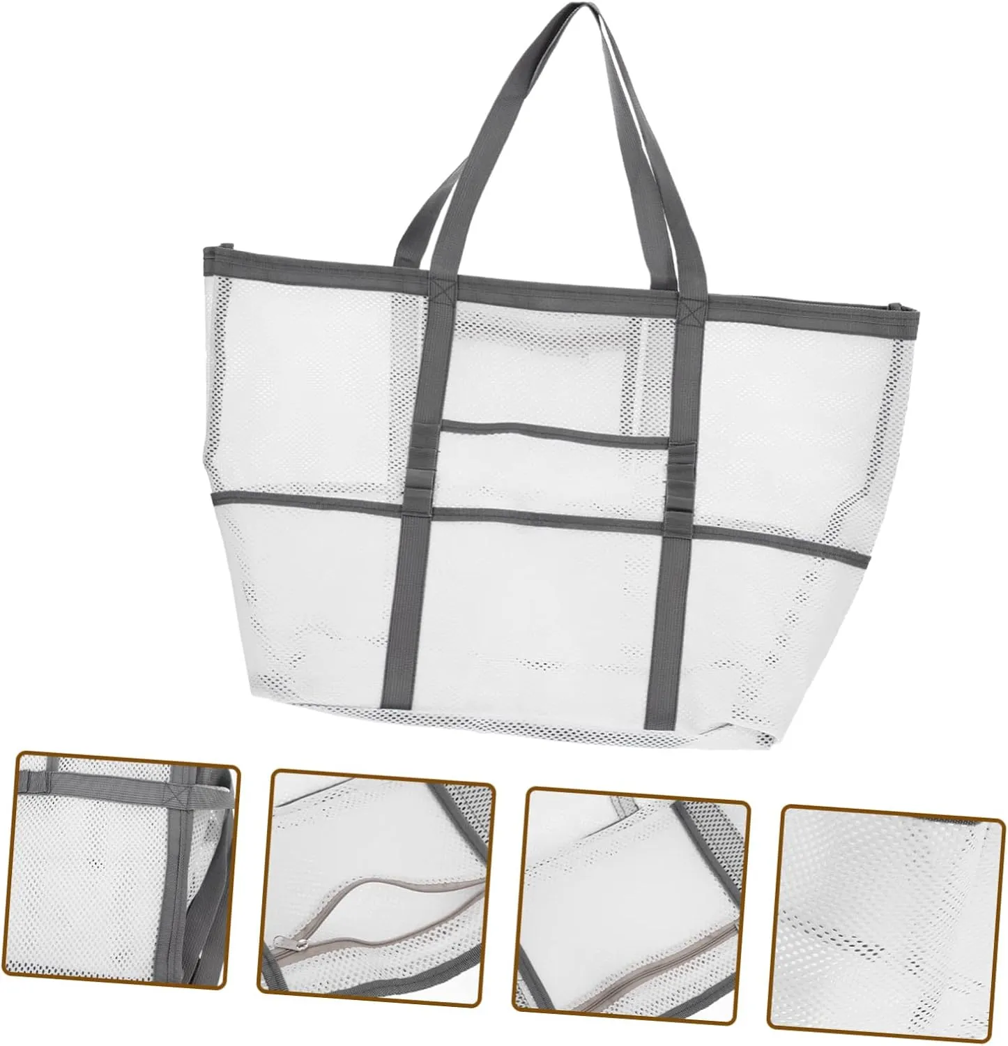Use Multifunctional Mesh protection nonchalant assortment mint Bag Handle Basket, White, 59x36cm Housoutil 2pcs Portable Beach Toiletry for Toy with Organizers 