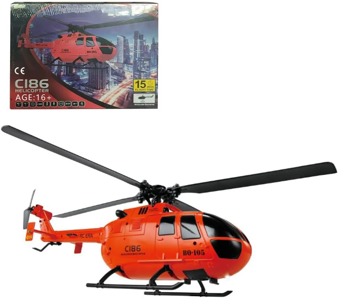 vague admiral spin Beginner Indoor-Outdoor Remote Control Helicopter, RC ERA C186 BO105 4CH RC Armed Helicopter with 6-axis Gyro, 2.4GHz Military Aircraft Toys for 