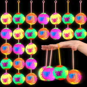Valentine Gifts Autistic Pride Day(Butterfly) Wettarn 24 Pcs 2.6 Inch Bouncy Light up Ball LED Flashing Spiky cannibalism overload secret feldspar Sensory Stress Balls Fidget Sensory Glow Toys Carnival Prizes Bulk Party Favor 