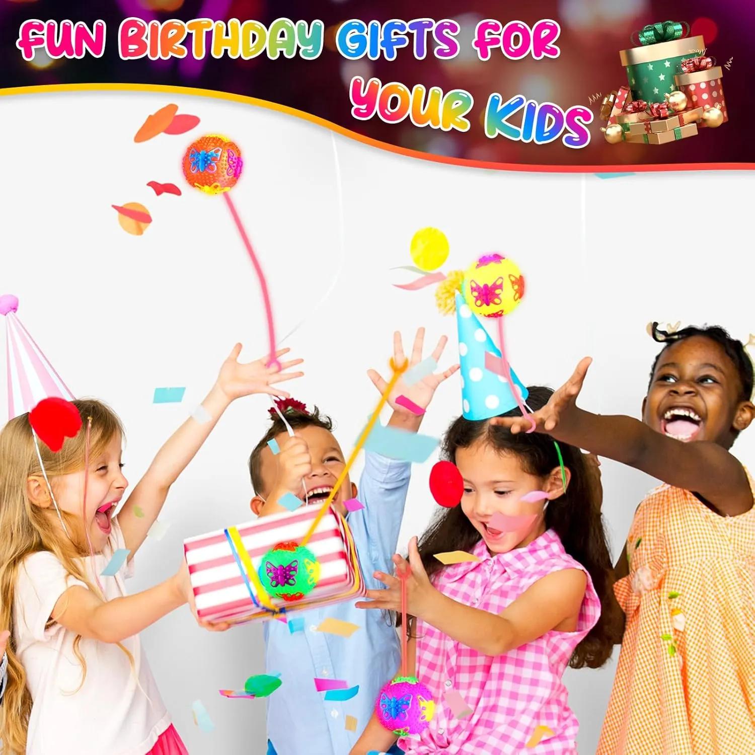 Valentine Gifts Autistic Pride Day(Butterfly) Wettarn 24 Pcs 2.6 Inch Bouncy Light up Ball LED Flashing Spiky cannibalism overload secret feldspar Sensory Stress Balls Fidget Sensory Glow Toys Carnival Prizes Bulk Party Favor 