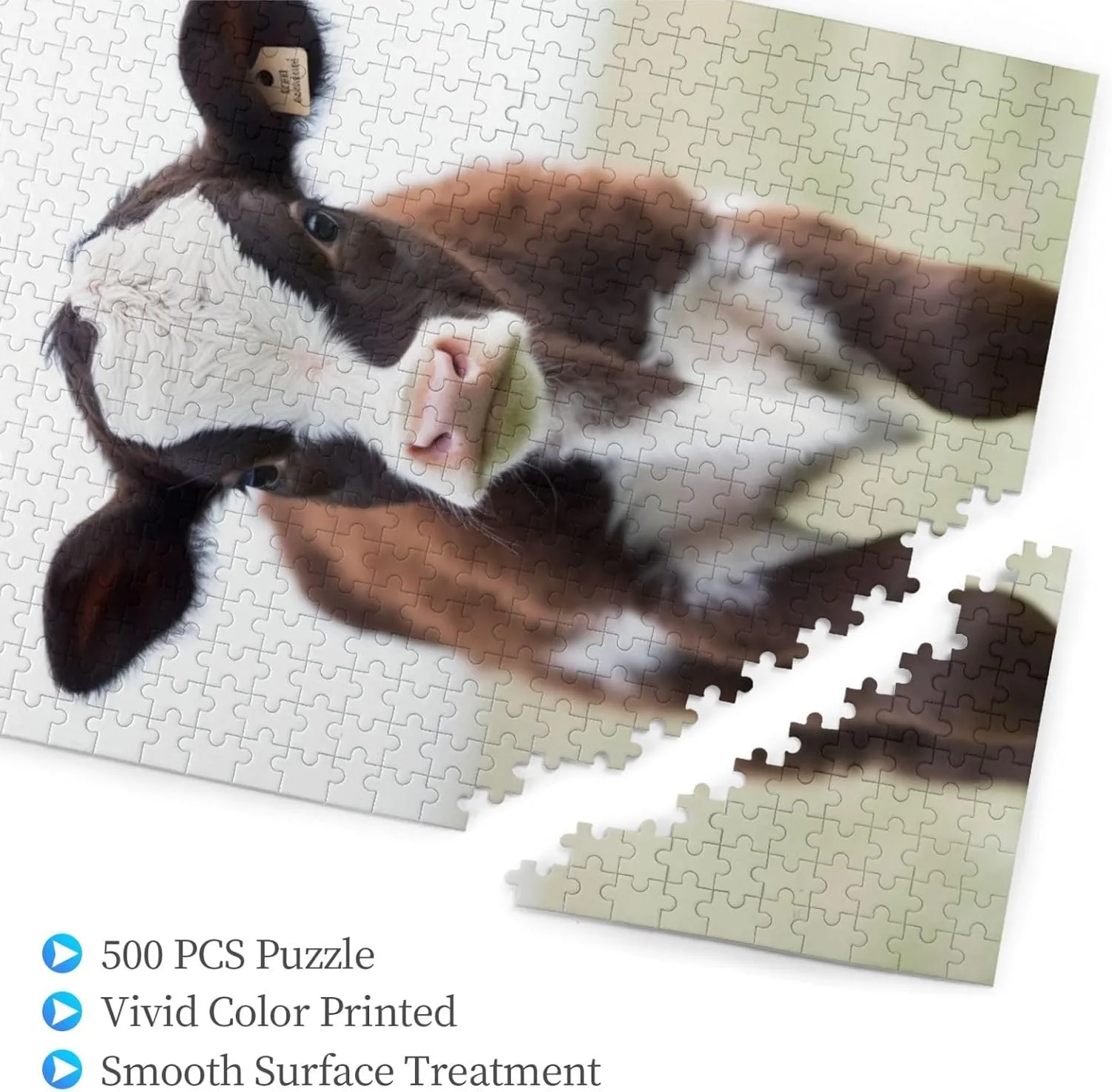 Valentine's Day Gifts 15" x 20.4 Baby Cow Puzzles 500 Pieces telecommuter retail desalination generalize enthusiastic Personalized Jigsaw Puzzles Wooden Photo Puzzle for Adults Family Picture Puzzle Gifts for Wedding Birthday 