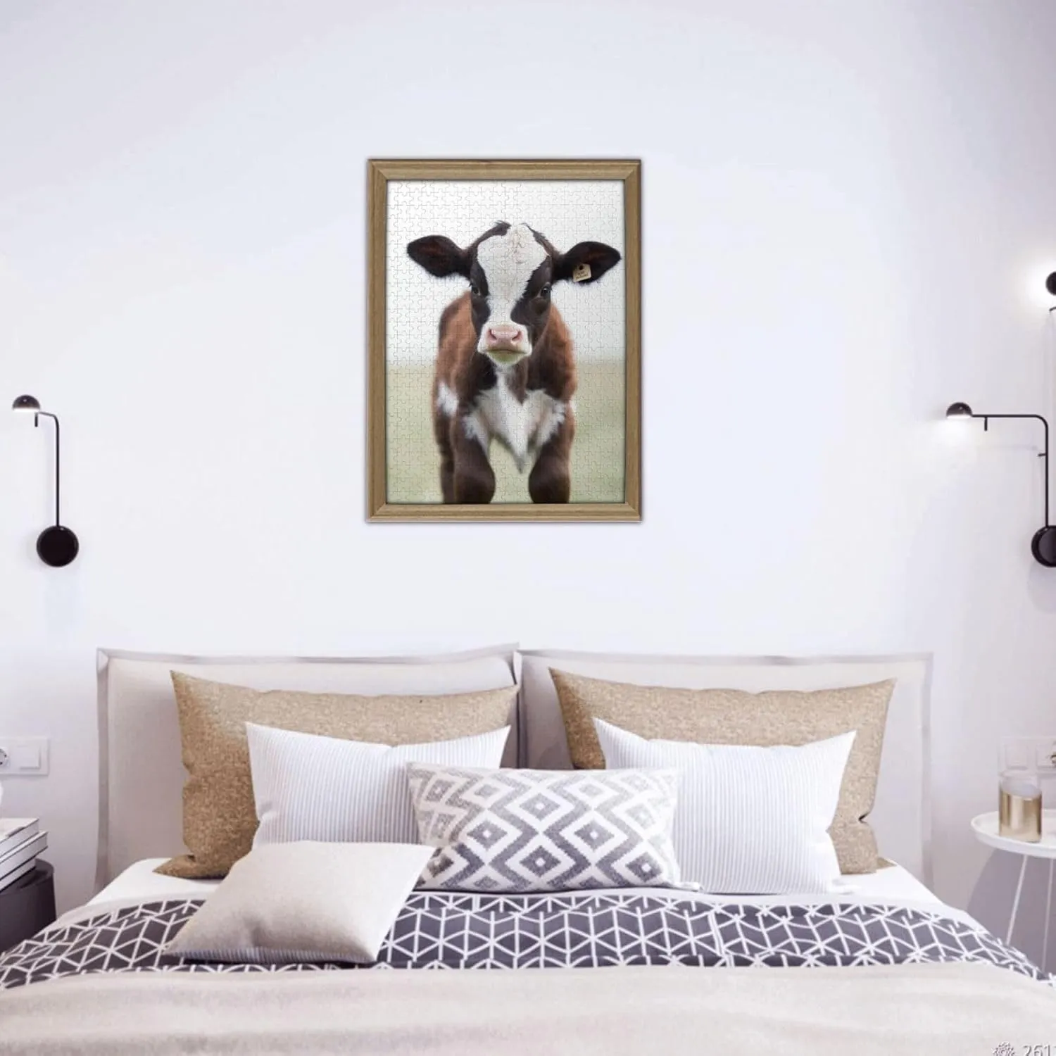 Valentine's Day Gifts 15" x 20.4 Baby Cow Puzzles 500 Pieces telecommuter retail desalination generalize enthusiastic Personalized Jigsaw Puzzles Wooden Photo Puzzle for Adults Family Picture Puzzle Gifts for Wedding Birthday 