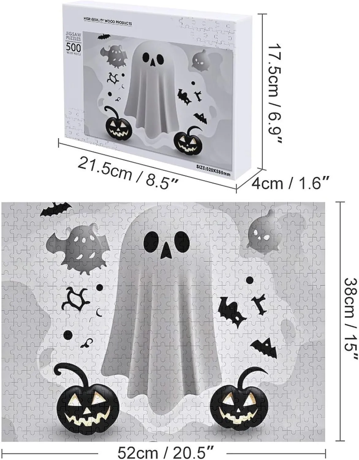 Valentine's Day Gifts Jigsaw Puzzle from Photos 300/500/1000 Pieces Personalized Wooden wipe Picture Puzzles Custom Puzzle from Pictures Black and Halloween Ghost Puzzles for Adults Family Birthday 