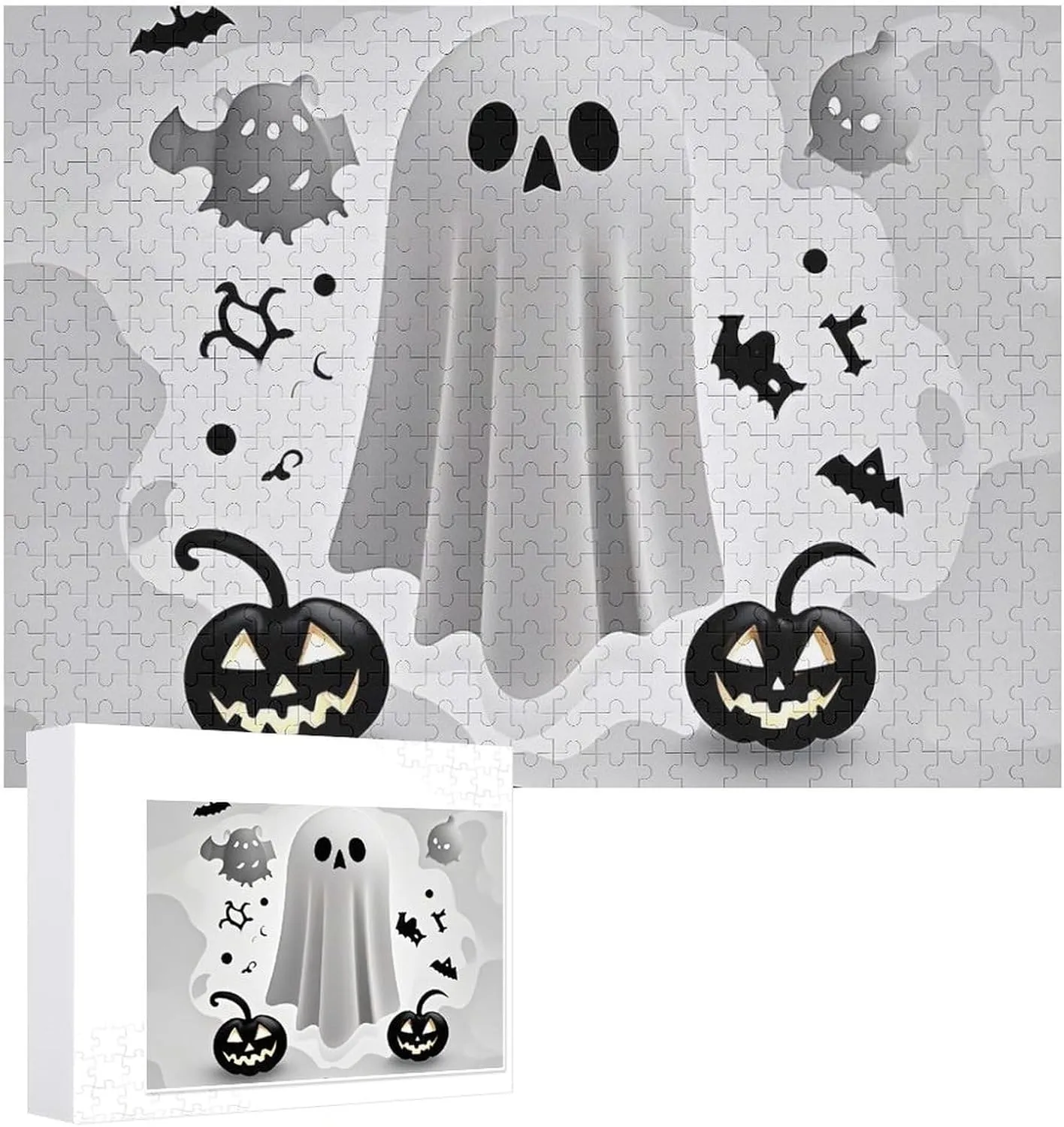 Valentine's Day Gifts Jigsaw Puzzle from Photos 300/500/1000 Pieces Personalized Wooden wipe Picture Puzzles Custom Puzzle from Pictures Black and Halloween Ghost Puzzles for Adults Family Birthday 