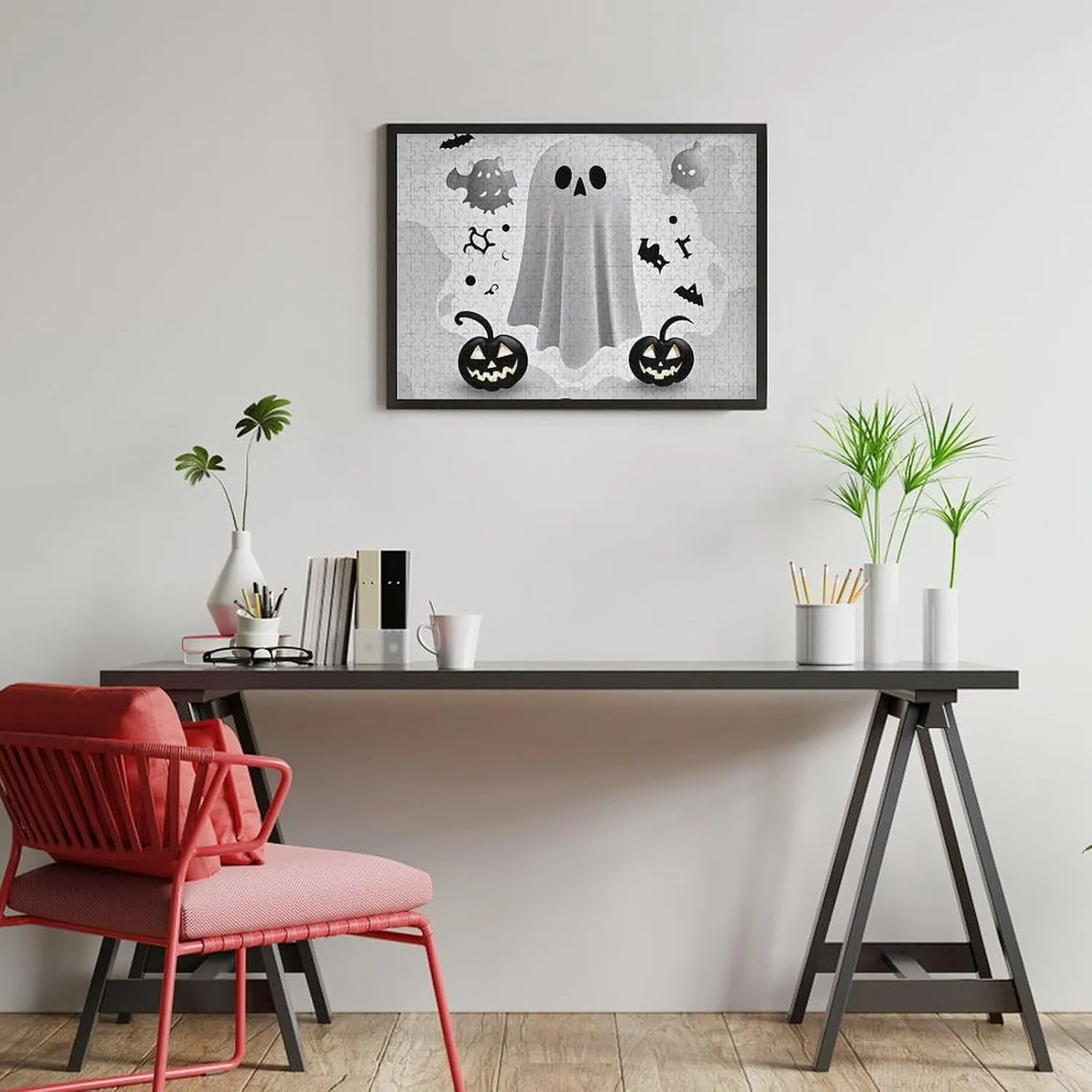 Valentine's Day Gifts Jigsaw Puzzle from Photos 300/500/1000 Pieces Personalized Wooden wipe Picture Puzzles Custom Puzzle from Pictures Black and Halloween Ghost Puzzles for Adults Family Birthday 