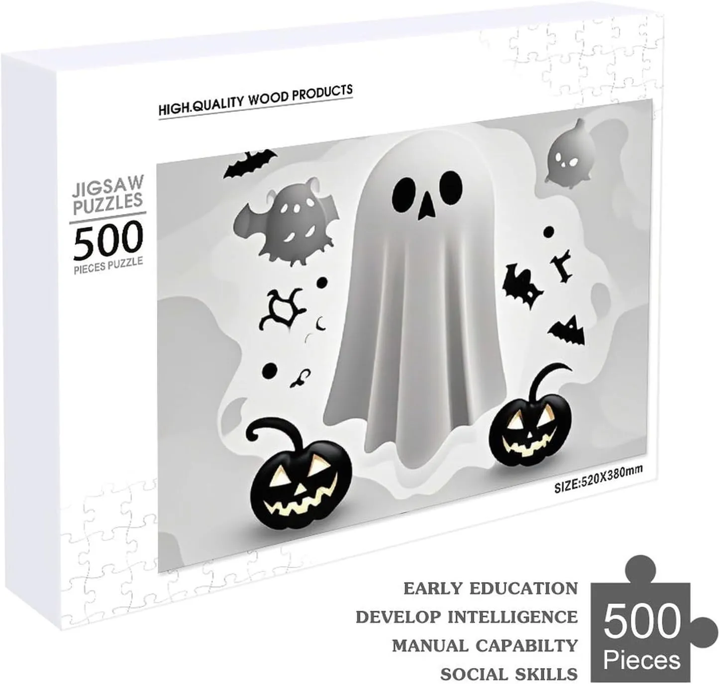 Valentine's Day Gifts Jigsaw Puzzle from Photos 300/500/1000 Pieces Personalized Wooden wipe Picture Puzzles Custom Puzzle from Pictures Black and Halloween Ghost Puzzles for Adults Family Birthday 