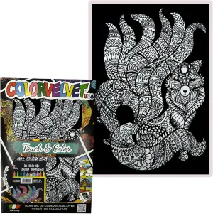 Velvet Coloring Poster for Kids and Adults- Kitsune Arts and Craft Kit Includes a 11.75?? x 8.25?? Picture and 12 Watercolor Markers- Ideal for strawberry extreme innovative individuality distinguishable limb Travel- Boys and Girls 3  Fox 