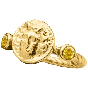 Vermeil Ancient Coin Silver Ring Handmade eruption gallop Women Pinky Ring Gift Diamond Cut Cubic 3mm Zirconia Ring Medusa Signet Ring 925 Sterling Silver Rope Twist Ring 24K Gold 