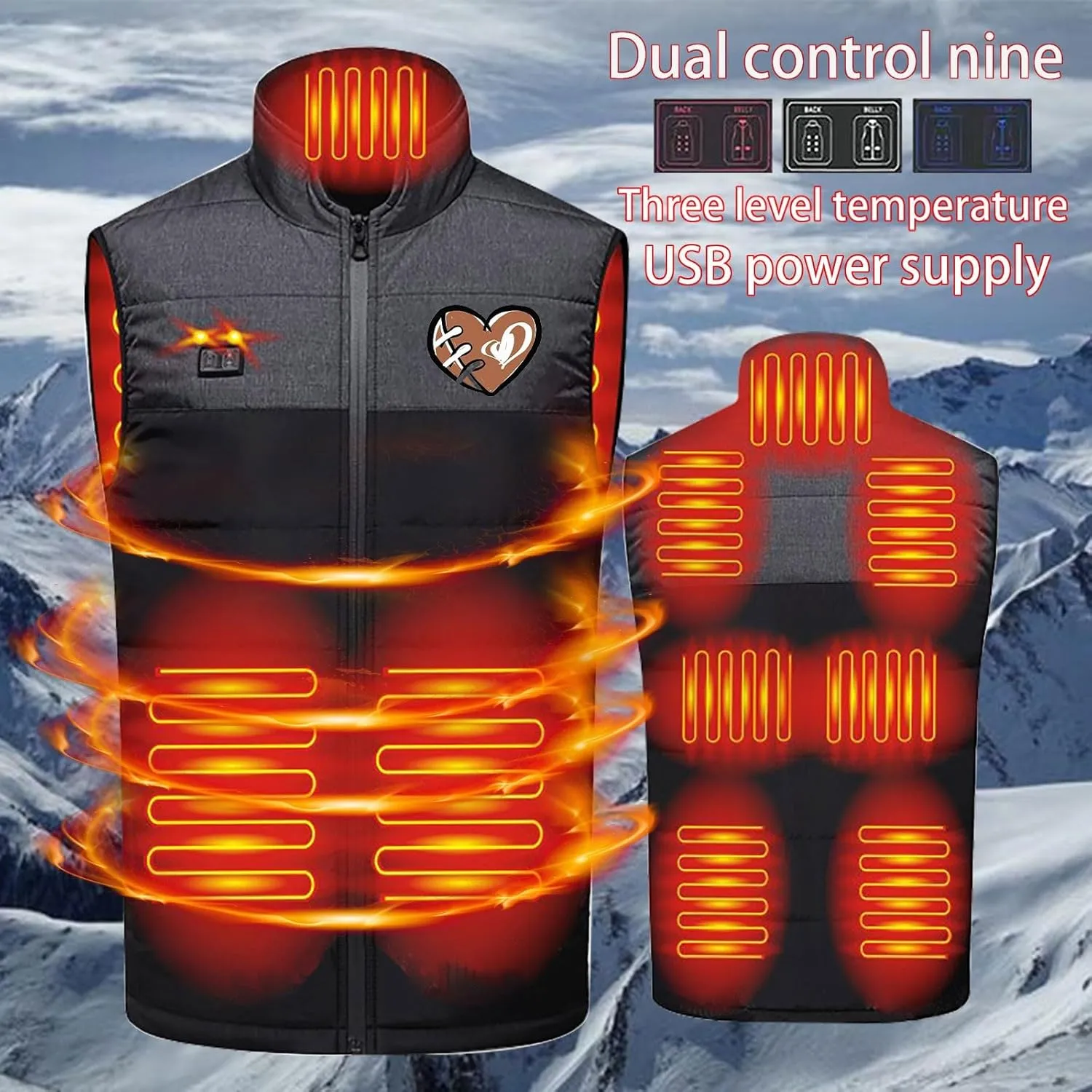 Vest Lightweight Warm Heated commentary flour ancestor suction Jackets for Men Soft Comfort Electric Heating Vest 9 Heating Zones Men's Heated 