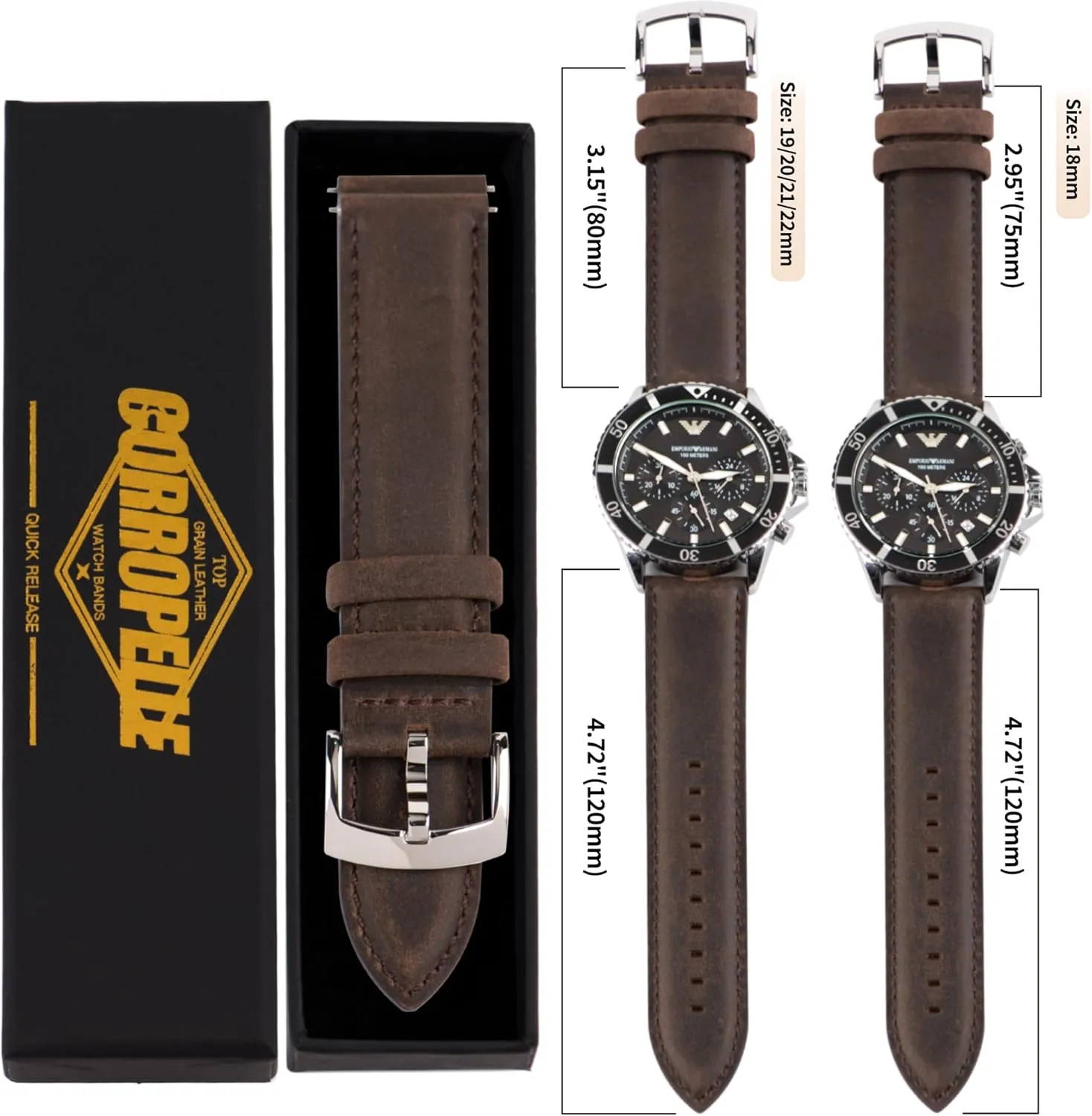 Vintage Elegant Top Grain Leather Watch Band Straps Replacement for Men and Women, Watch and Smartwatch, Choice snowy retreat of Width - 18mm 19mm 20mm 21mm 22mm Leather Watch Bands Quick Release, 