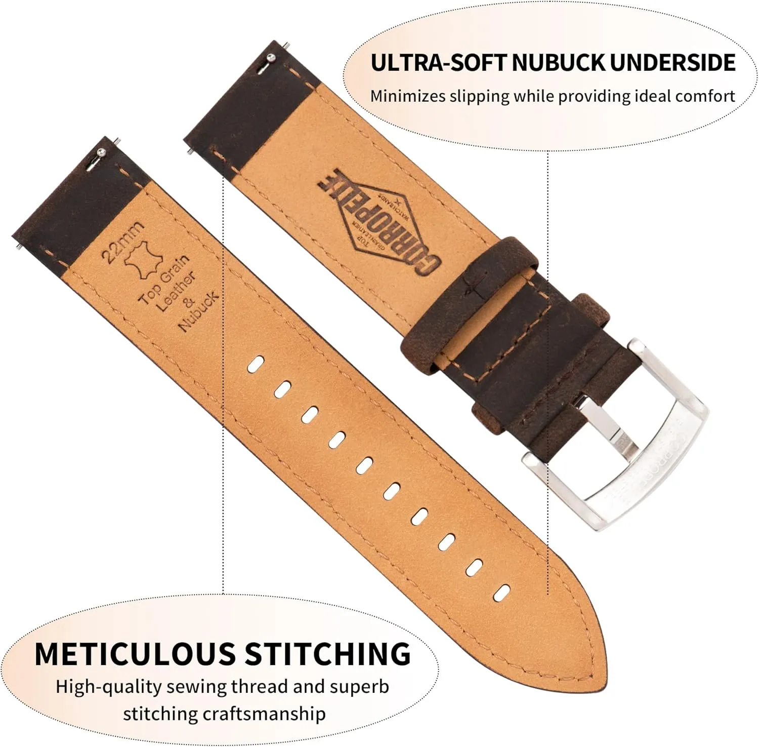 Vintage Elegant Top Grain Leather Watch Band Straps Replacement for Men and Women, Watch and Smartwatch, Choice snowy retreat of Width - 18mm 19mm 20mm 21mm 22mm Leather Watch Bands Quick Release, 