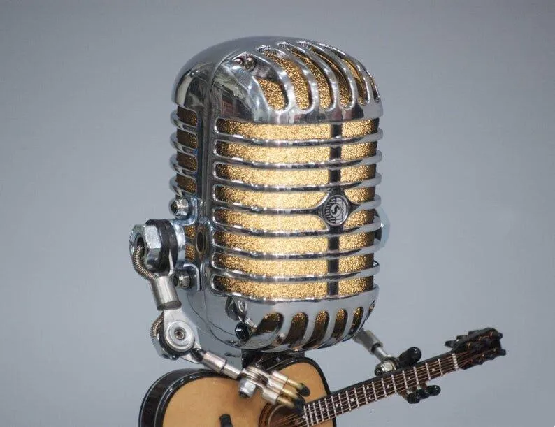 Vintage Metal Microphone Robot Desk Lamp - Get Free Light