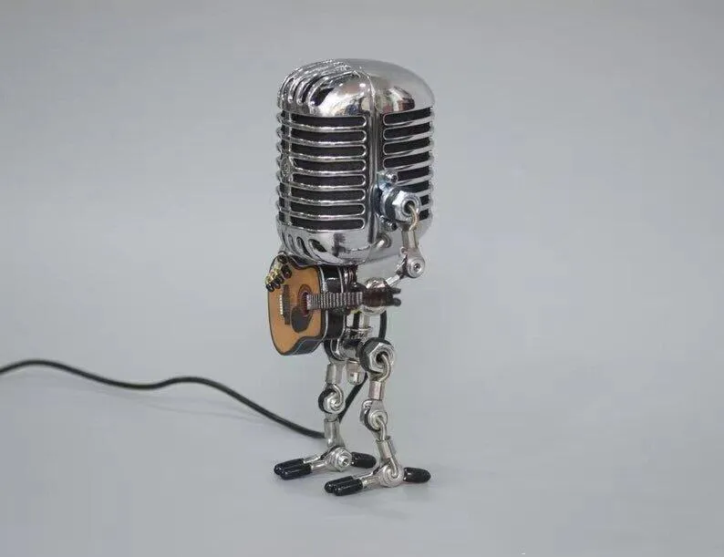 Vintage Metal Microphone Robot Desk Lamp - Get Free Light