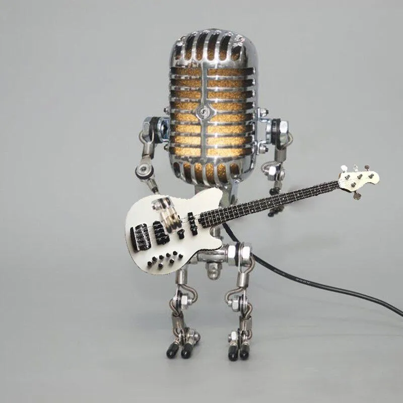 Vintage Metal Microphone Robot Desk Lamp - Get Free Light