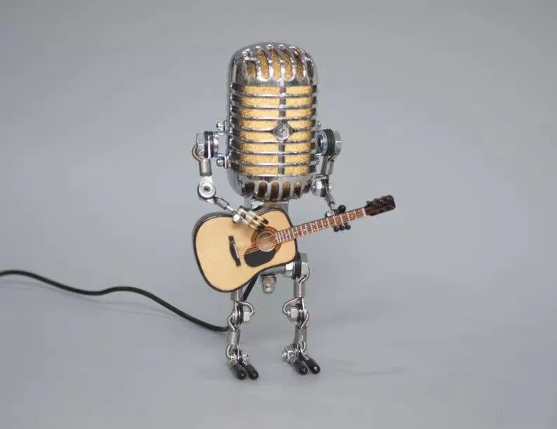 Vintage Metal Microphone Robot Desk Lamp - Get Free Light