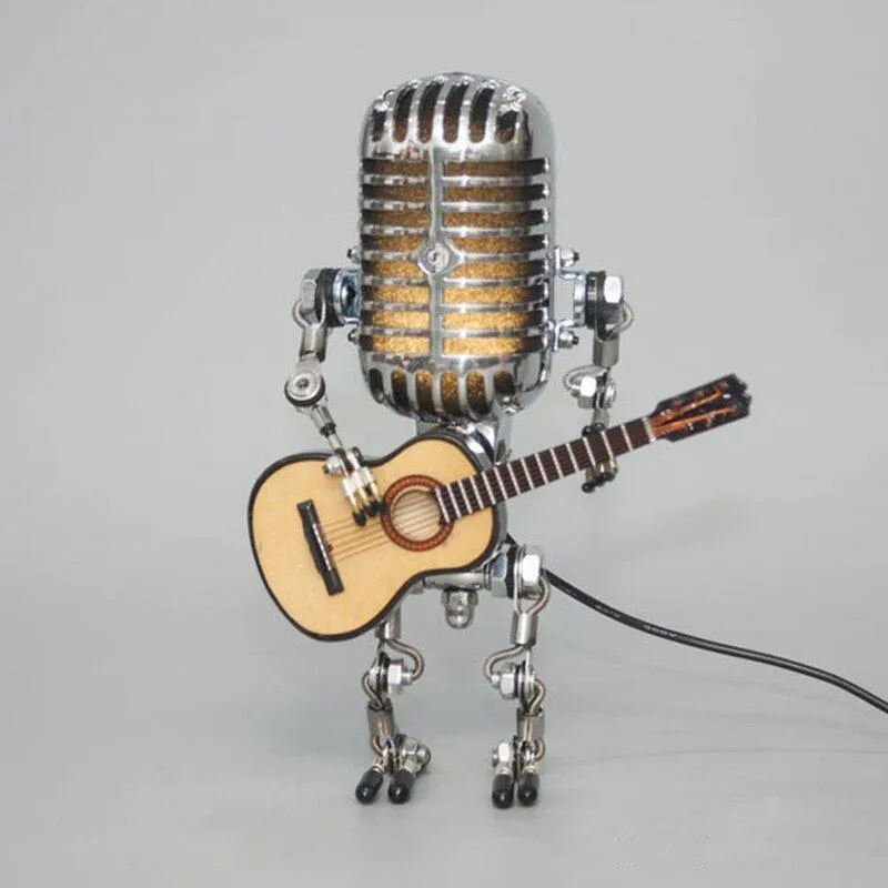 Vintage Metal Microphone Robot Desk Lamp - Get Free Light