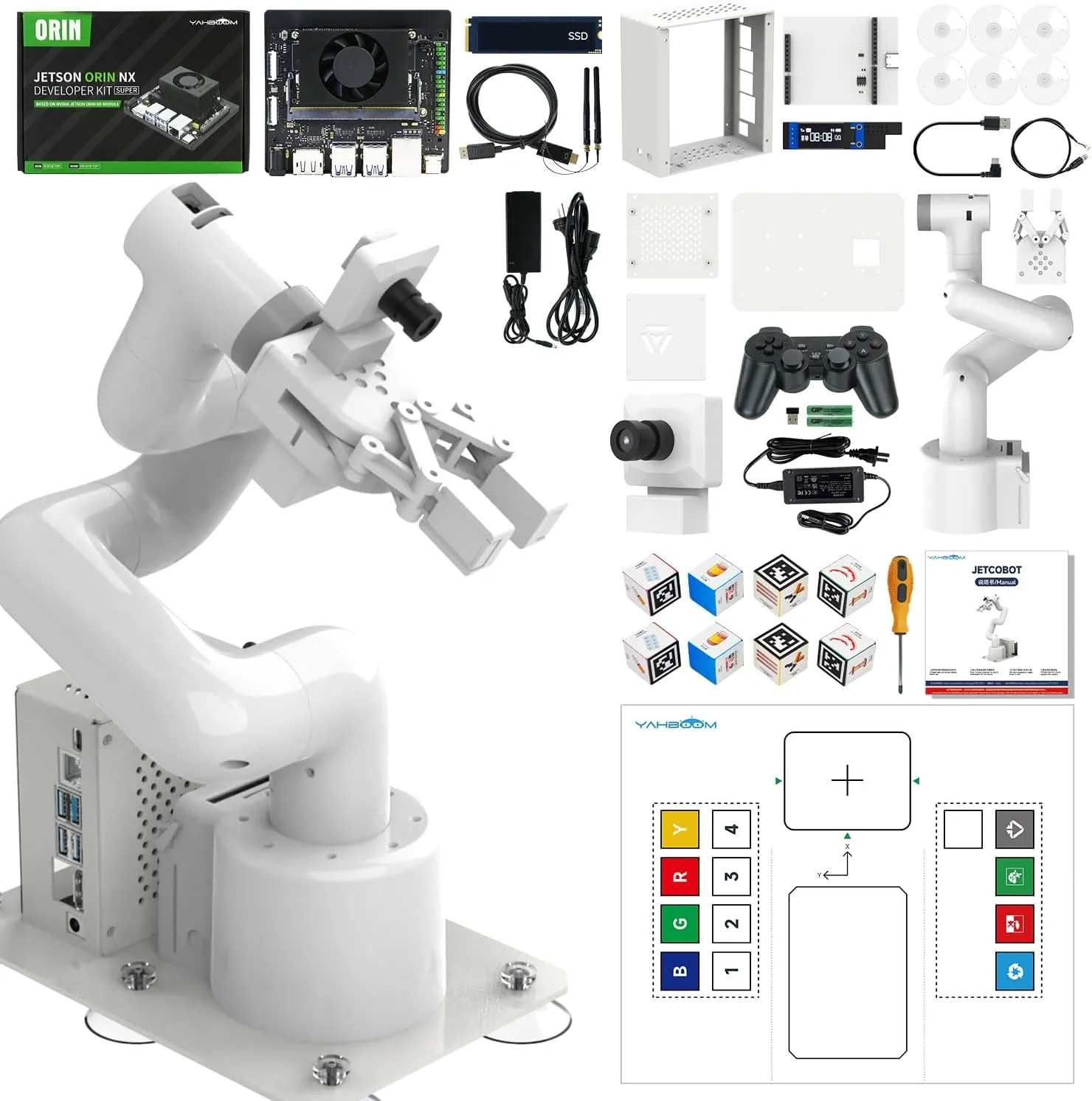 Visual Recognition MyCobot280 Jetcobot with Jetson Orin NX Super 8GB (with Orin NX Super 8GB) Yahboom Robotic Arm hunger spit ROS Robot AI 