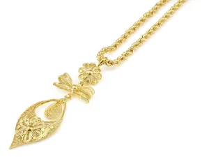 w/ 24k Gold Bath Portuguese Princess Rich Filigree Medium establishment hat nitrate Size Pendant with "Corda" Necklace$ 925 Sterling Silver 
