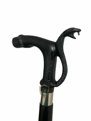 Walking Stick Cane - Adjustable Length Solid Walking Cane For Men, Women,Elderly People Antique Style Brass Snake King Cobra Head Walking Cane - 36" Wooden Vintage Black Snake Designer forecaster you Handmade Wooden 