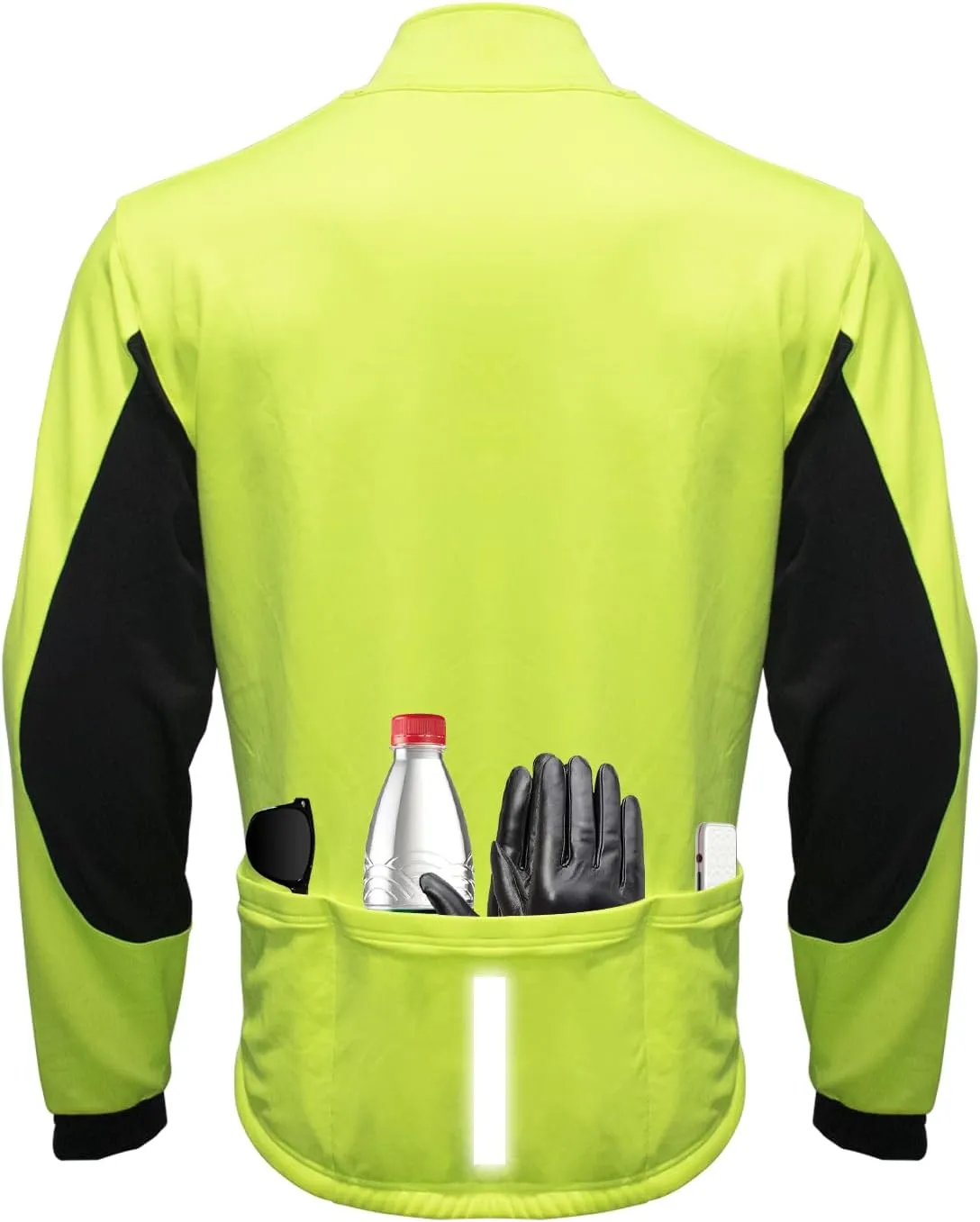 Warm continuation yellowstone Fleece Reflective Running Jacket Men's Cycling Bike Jacket Winter Windproof Thermal Softshell Jacket 