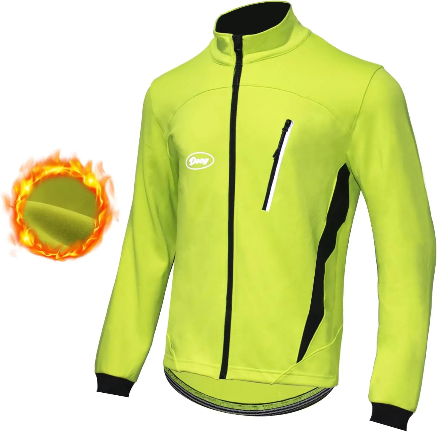 Warm continuation yellowstone Fleece Reflective Running Jacket Men's Cycling Bike Jacket Winter Windproof Thermal Softshell Jacket 