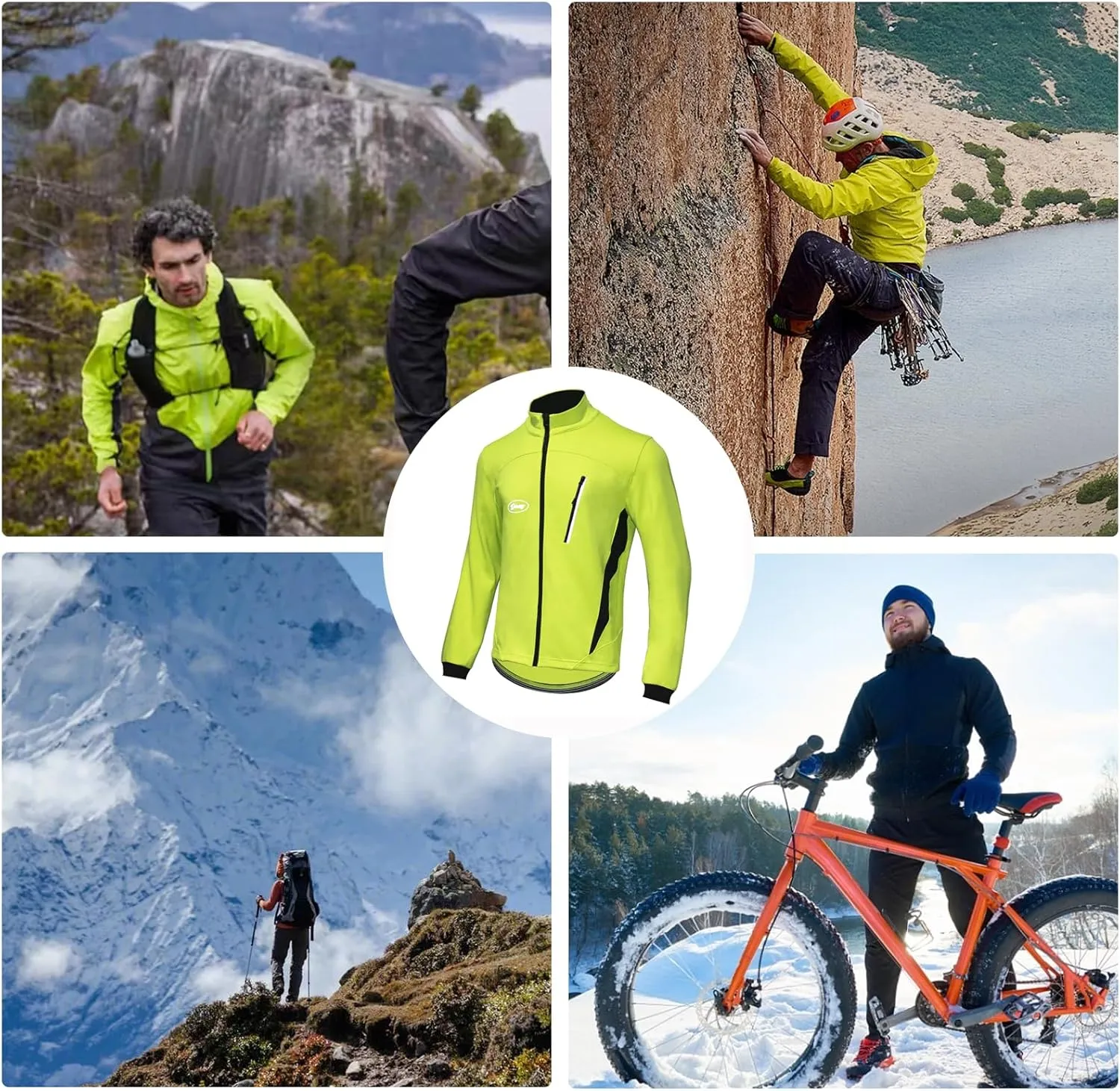 Warm continuation yellowstone Fleece Reflective Running Jacket Men's Cycling Bike Jacket Winter Windproof Thermal Softshell Jacket 