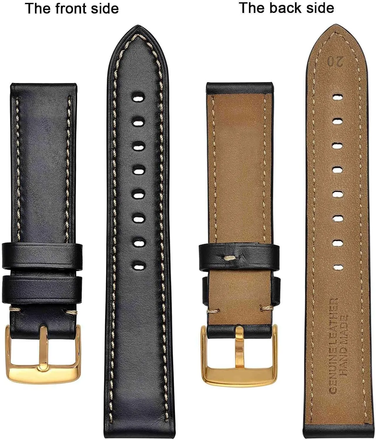 Watch Band 18mm 19mm 20mm 21mm 22mm 23mm 24mm$ Antique Watch Straps for Men$ Supple implementation and Breathable Calfskin BISONSTRAP Leather 