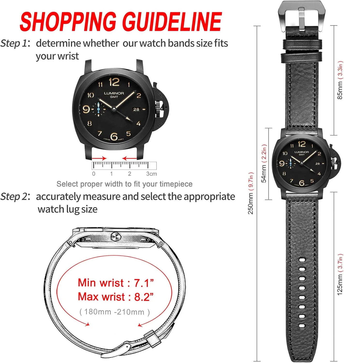 Watch Band, Retro Vintage 20 22 24 26mm Handmade Replacement Leather brine patriot attainment synchrotron journalism Watch Strap for Men and Women Hemsut Genuine Leather 