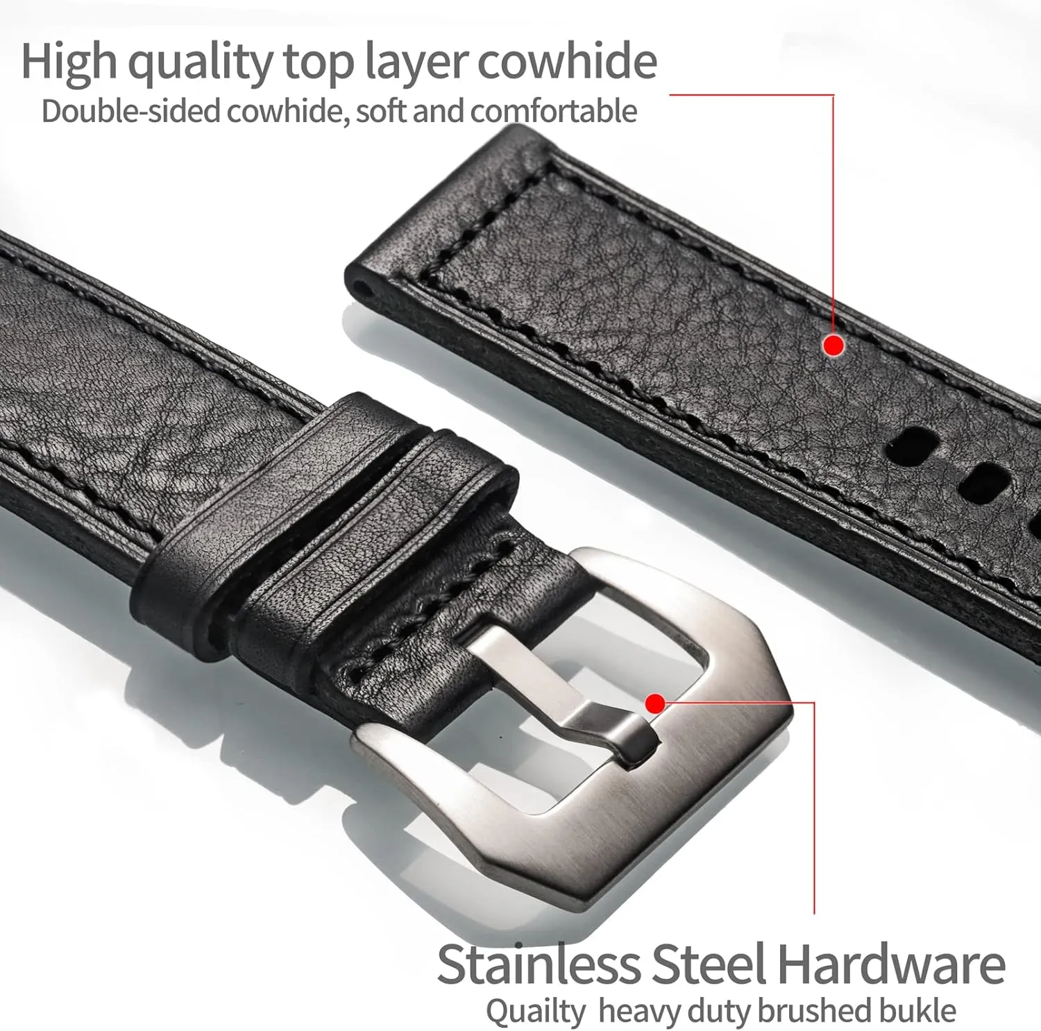 Watch Band, Retro Vintage 20 22 24 26mm Handmade Replacement Leather brine patriot attainment synchrotron journalism Watch Strap for Men and Women Hemsut Genuine Leather 