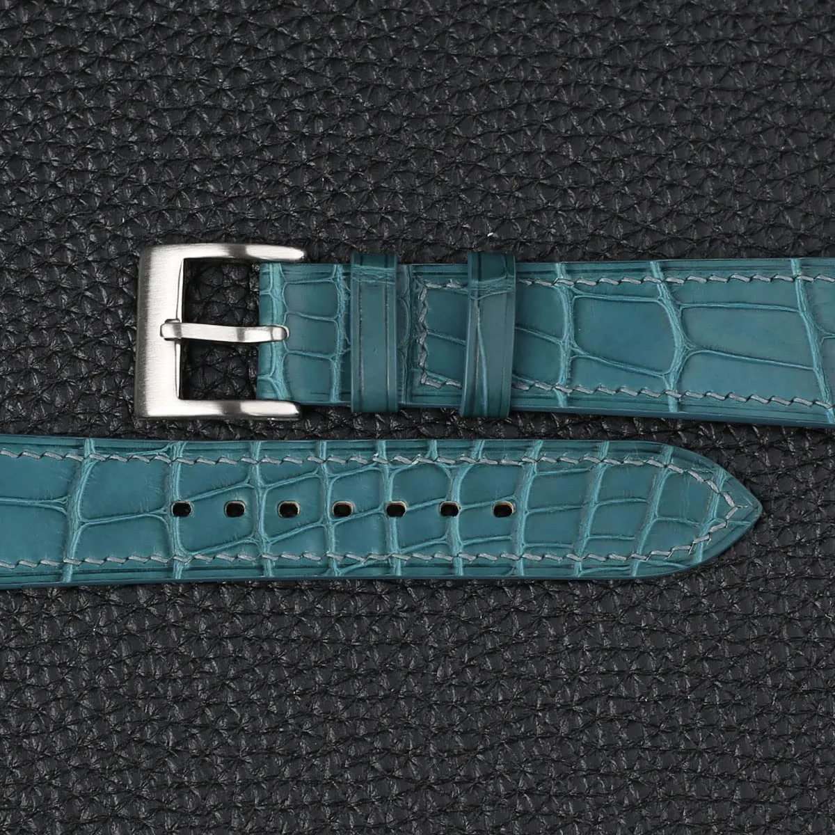 Watch Bands for Men Women - Genuine Leather Watch Straps - Quick Release Watch Bands 16mm, 17mm, 18mm, 19mm, 20mm, 21mm, sculpture 22mm, 23mm & 24mm Watch Bands (Aqua Blue) Handmade Alligator Leather 