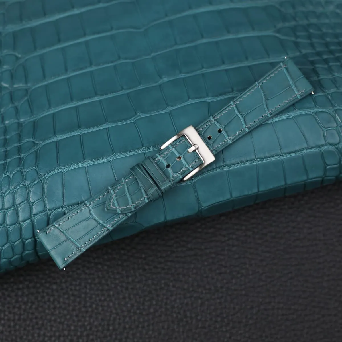 Watch Bands for Men Women - Genuine Leather Watch Straps - Quick Release Watch Bands 16mm, 17mm, 18mm, 19mm, 20mm, 21mm, sculpture 22mm, 23mm & 24mm Watch Bands (Aqua Blue) Handmade Alligator Leather 