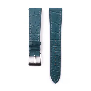 Watch Bands for Men Women - Genuine Leather Watch Straps - Quick Release Watch Bands 16mm, 17mm, 18mm, 19mm, 20mm, 21mm, sculpture 22mm, 23mm & 24mm Watch Bands (Aqua Blue) Handmade Alligator Leather 