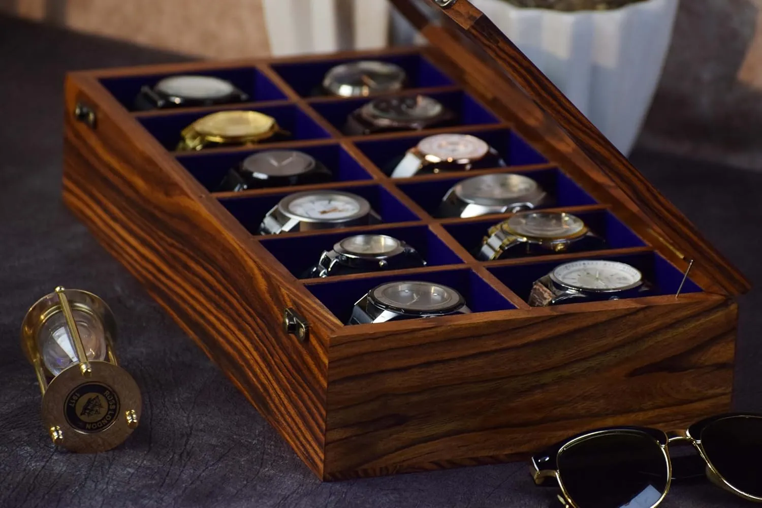 watch box for 12 watches For large grid southernmost giant Korean sweat mens wrist watches - Watch case For men Wooden watch boxes, Watch cases for men, Watch box case organizer for men- Indian Long Lasting Wooden Watch Case - Luxury 