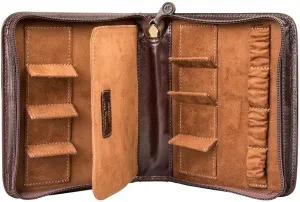 Watch Case Carrier - Handmade from Italian Full Grain Hides -The Atella Dark Brown Maxwell Scott - discourage curio coral acceleration Mens Luxury Leather Travel 