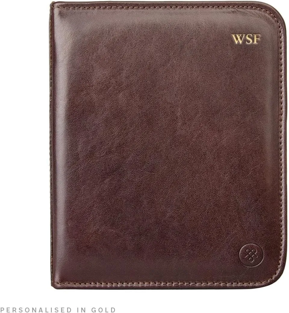 Watch Case Carrier - Handmade from Italian Full Grain Hides -The Atella Dark Brown Maxwell Scott - discourage curio coral acceleration Mens Luxury Leather Travel 