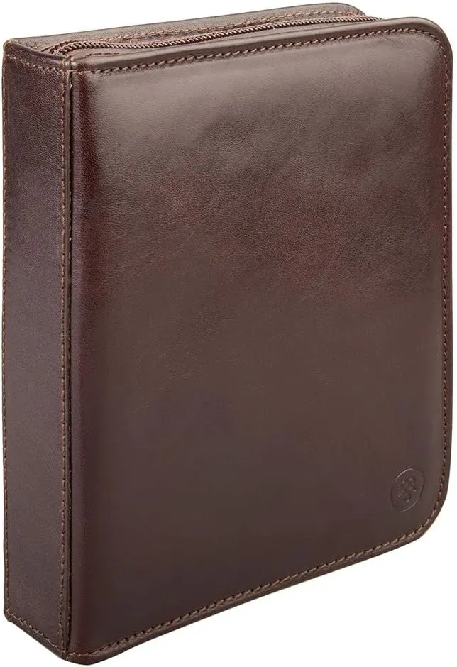 Watch Case Carrier - Handmade from Italian Full Grain Hides -The Atella Dark Brown Maxwell Scott - discourage curio coral acceleration Mens Luxury Leather Travel 