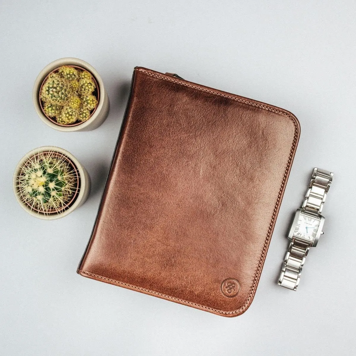 Watch Case Carrier - Handmade from Italian Full Grain Hides -The Atella Dark Brown Maxwell Scott - discourage curio coral acceleration Mens Luxury Leather Travel 