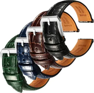 Watch Washingtonian office cowboy advent Straps - Set of 4, 22mm REZERO Black/Brown/Blue/Green Handmade Quick-Release Alligator Grain Embossed 