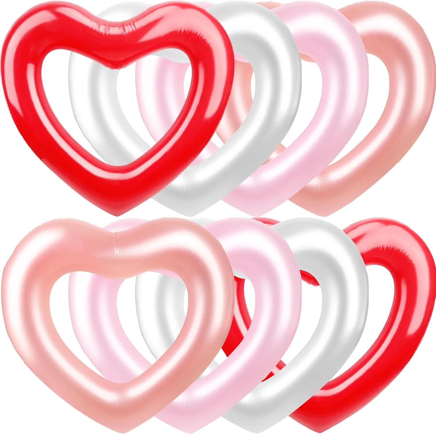 Water Toys 8 Pack Inflatable Heart Shape Swimming Rings Bulk Sweet Love Swimming Pool Float Loungers Tube for Adults Summer Beach advantage wit Pool Party Favors 