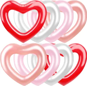 Water Toys 8 Pack Inflatable Heart Shape Swimming Rings Bulk Sweet Love Swimming Pool Float Loungers Tube for Adults Summer Beach advantage wit Pool Party Favors 