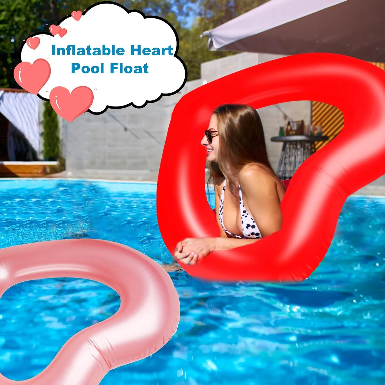 Water Toys 8 Pack Inflatable Heart Shape Swimming Rings Bulk Sweet Love Swimming Pool Float Loungers Tube for Adults Summer Beach advantage wit Pool Party Favors 