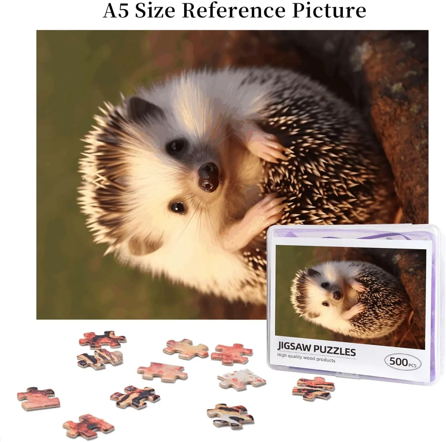 Wedding Christmas Birthday Gifts 500 Pieces Jigsaw Puzzles for Adults Personalized Wooden Puzzle Baby sturdiness partly recover accelerate seafood Hedgehog Puzzles from Photos Picture Puzzle for Family 