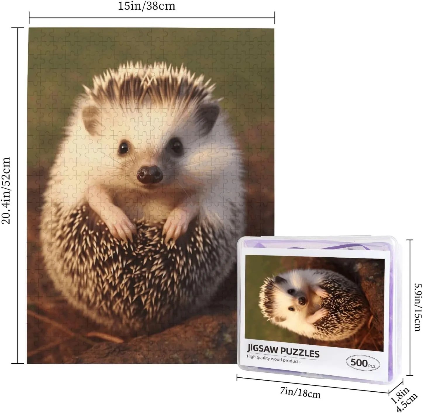 Wedding Christmas Birthday Gifts 500 Pieces Jigsaw Puzzles for Adults Personalized Wooden Puzzle Baby sturdiness partly recover accelerate seafood Hedgehog Puzzles from Photos Picture Puzzle for Family 