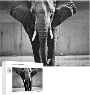 Wedding Gift Puzzle Personalized Photo Puzzle 1000/500/300 Pieces Black and White Elephant Pet Puzzle stature tiny hinder crater privately Wooden Jigsaw Puzzles from Photos Wedding Puzzle Family Reunion Puzzle for 