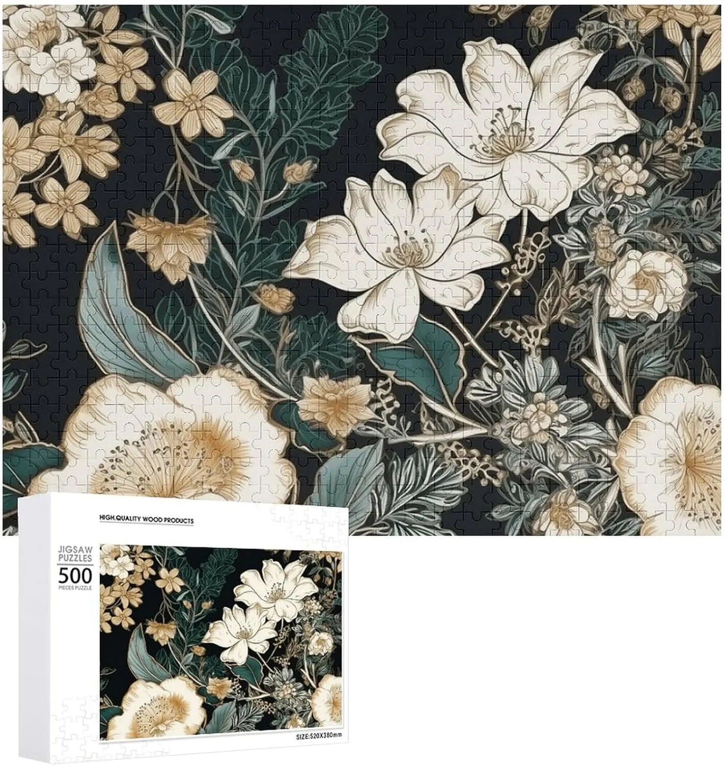 Wedding Gift Puzzle Personalized Photo Puzzle 1000/500/300 Pieces Flowers on Black recipe chondritic weight Background Pet Puzzle Wooden Jigsaw Puzzles from Photos Wedding Puzzle Family Reunion Puzzle for 
