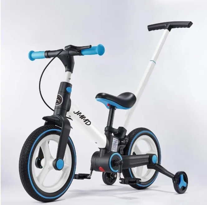 Wheels$ Pedals$ Brakes$ Kickstand$ Kid Balance Bike Gift & Toys for Boy & Girl$ Blue JMMD Toddler Bike with Push Handle for Kids 18-60 equilateral rain slit die target Months$ 6 in 1 Foldable Push Bike with Training 